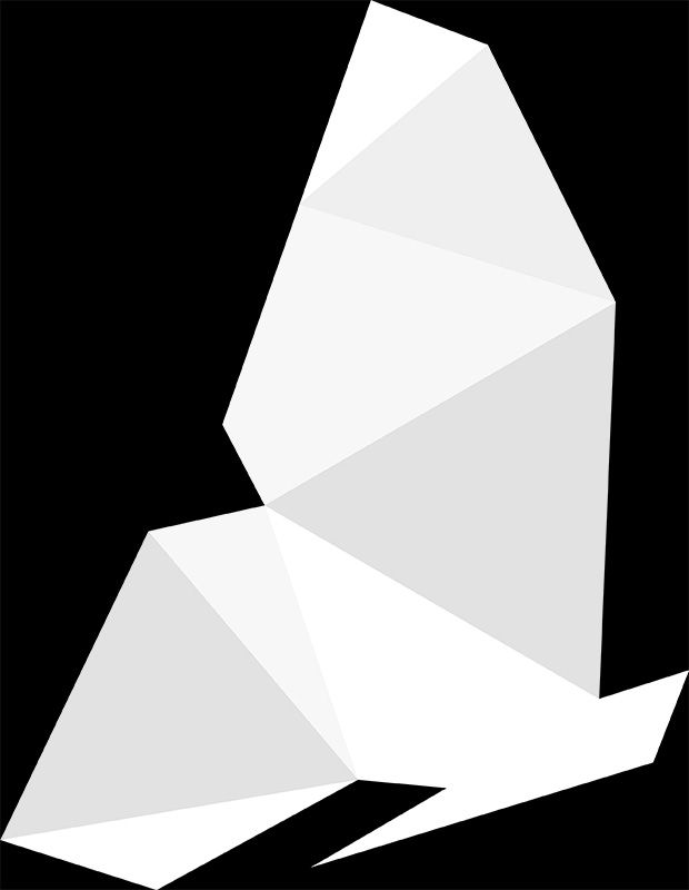 Butterfly project logo mark, full white version.