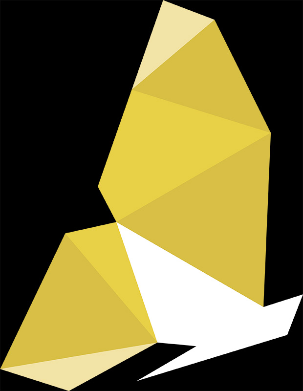 Butterfly project logo mark, yellow-white version.